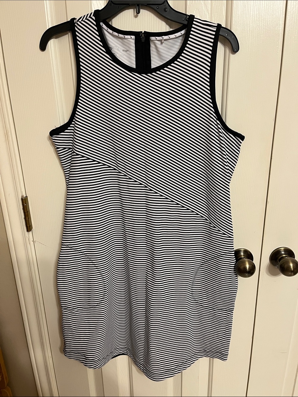 Tommy Bahama Black and White Striped Sleeveless Shift Dress